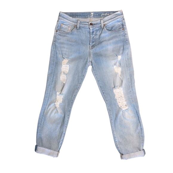 7 FOR ALL MANKIND Women’s Josefina Distressed Skinny Boyfriend Jeans - Picture 1 of 9